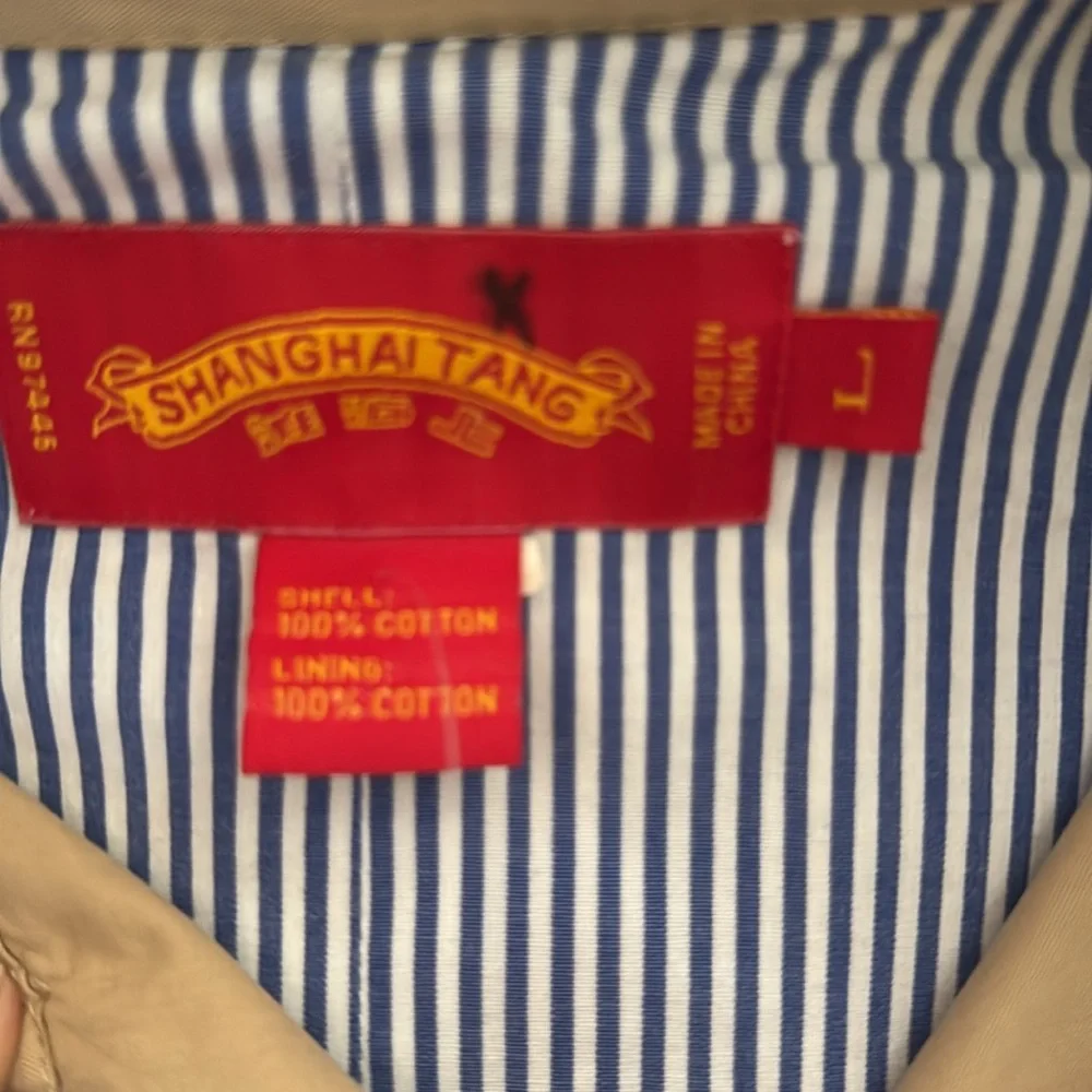 Shanghai Tang tan with blue and white liner 100% cotton Jacket - Picture 4 of 8